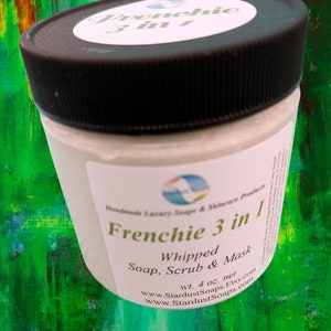 Frenchie 3 in 1 Natural Whipped Soap, Scrub, Mask all skin types aids with problem skin exfoliates nourishes Best seller image 6