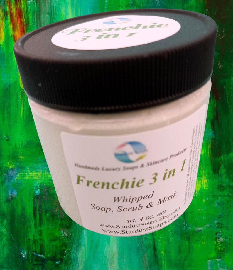 Frenchie 3 in 1 Natural Whipped Soap, Scrub, Mask all skin types aids with problem skin exfoliates nourishes Best seller image 6