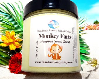Monkey Farts Whipped Sugar Scrub | Fruity Exfoliating Body Scrub | Fun Sugar Soap Scrub 4oz