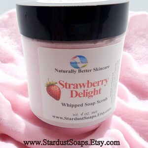 Strawberry Whipped Sugar Soap Scrub – Handmade Exfoliating Soap, Soft & Moisturizing, Refreshing Scent
