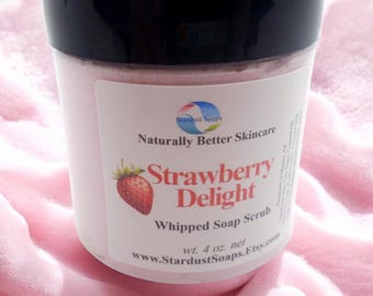 Strawberry Whipped Sugar Scrub | Handmade Exfoliating Body Scrub | Moisturizing Sugar Polish 4oz