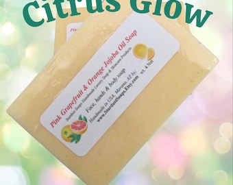 Jabón de aceite de jojoba con aroma a pomelo rosado y naranja Citrus Glow • Jabón natural artesanal