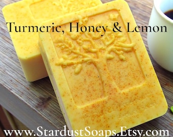 Turmeric Honey Lemon Soap Bar | Handmade Natural Face & Body Soap | Moisturizing Artisan Bar 4oz