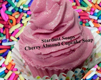 Cherry Almond Natural Cupcake Soap - Handmade Natural Coconut Oil Soap, Gift Soap, Novelty Soap, soft lather, moisturizing, aromatic