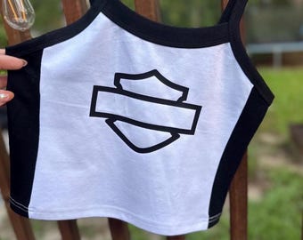 Long lined motorcycle cropped tank