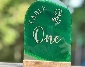 Wedding  table numbers with wood stand