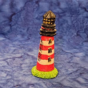 White with Brown Top Lighthouse Beach Home Décor, Gift for Lighthouse Lover, Beach Lover Gift, Mini Lighthouse, Diorama Lighthouse Décor