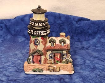 Victorian Village Lighthouse Christmas Holiday Light Up Home Décor, Gift for Lighthouse Lover for Christmas, Lighthouse Christmas House
