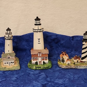 Lighthouses with Keepers Cottages Cape Cod St Simons Island and St Augustine Nautical Home Décor, Man Cave Home Décor Nautical Lighthouses