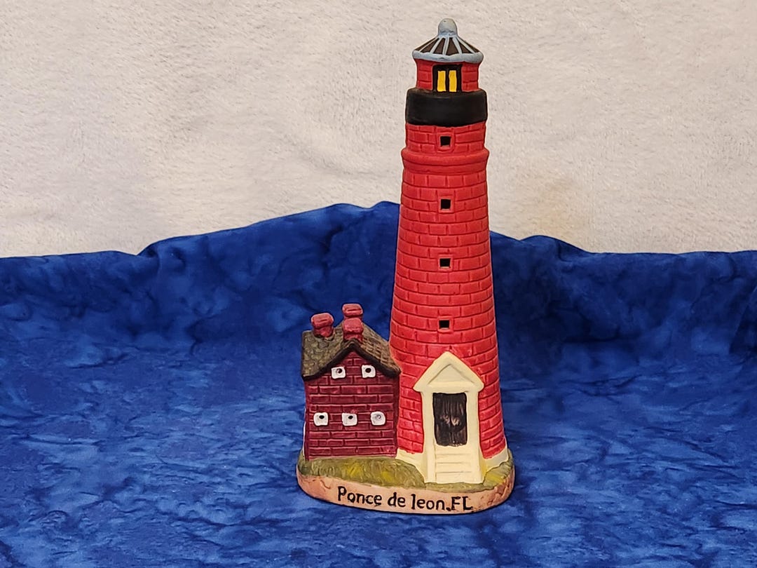 Ponce De Leon Florida Light up Red Lighthouse Nautical Home Décor, Red ...