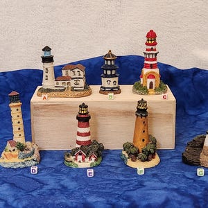 Miniature Lighthouse Home Décor,  Under 3 inch Lighthouses, Gift for Dad, Gift for Diorama Makers, Miniature Collectors Gift