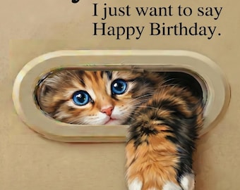 Cat Birthday Card, 3D Design with Furry Paw, for Cat Lovers