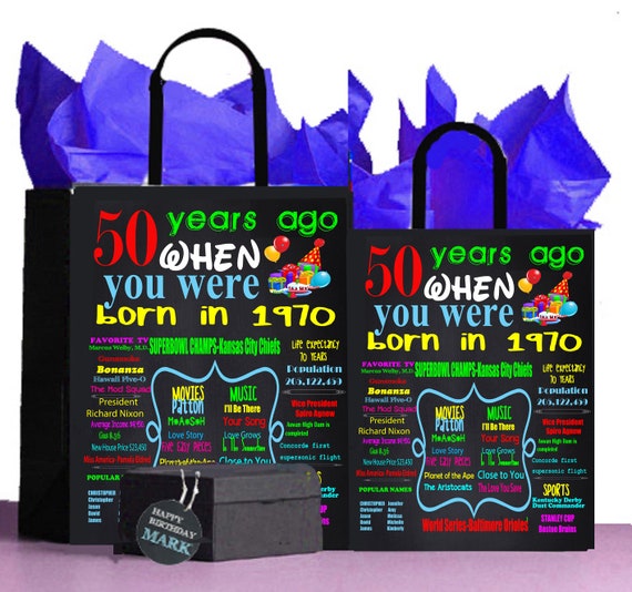 50th Birthday Gift,Gift Bag, 1970,A perfect way to turn the past into a Present! Retro Nostalgic,Anniversary,50th Birthday Il_570xn