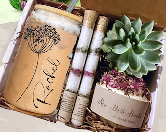 Happy Birthday Gift Box For Her, Personalized Birthday Box With Spa Gift Set For Women, Custom Birthday Gifts For Mom, BFF Best Friend