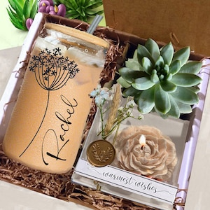 Birthday Flower Gift Box Custom Glass Cup Box for Friend Personalized Gift Her Birth Flower Gift Best Friend Gift Birthday November Flower