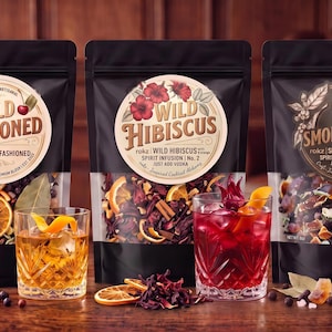 Cocktail Infusion Kits, Old Fashioned, Wild Hibiscus & Smoke and Mary Flavors