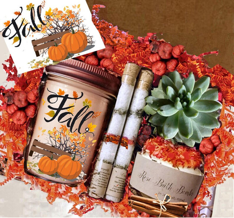 Fall Birthday Gift Box Autumn Spa Set, Hello Fall Gift, Autumn, Happy Birthday Gift Box, Fall birthday, gift for mom gift for sister 画像 1