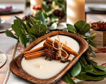 Dough Bowl Candle / 3 wick Wood Bowl Candle / Bread Bowl Candle / Pure Soy Candle / Scented Candle / Handpoured / Farmhouse Decor, Fall