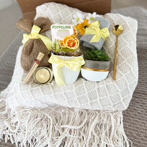 Cozy Sunshine Hygge Gift Box, Handmade Gift, Care Package for Her, Birthday gift basket, Get well soon, Gift box for women, Thinking of you