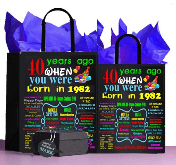 40 Birthday, 40th Gift Bag ,1982 birthday, A perfect way to turn the past into a Present! Retro Nostalgic Il_570xn