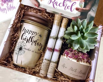 Happy Birthday Gift Box, Candle Gift Box, Succulent Gift Box, Friendship Gift, Birthday Gift Box, Gift for Her, Care Package,FREE SHIPPING