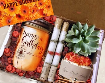 Box with Soy Candle, Succulent, and Rose Soap Bomb