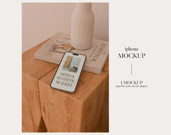 Aesthetic beige phone mockup, iphone mockup, psd file with smart object, CANDICE mockup