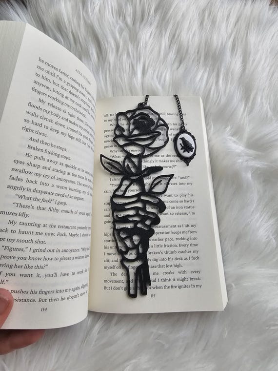 Skeleton Rose Bookmark, Dark Romance Bookmark, Dark Romance Book Accessory, Book Decor