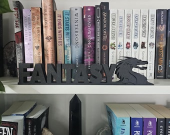 Fantasy Sign, Fantasy Plaque, Book Trope Sign, Book Genre Sign, Reading Sign, Shelf Sign, Shelf Decor, Bookish Decor