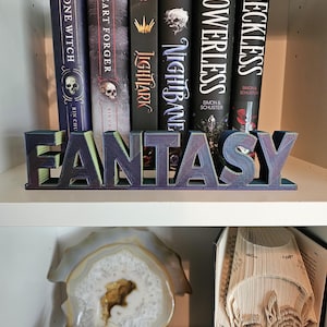 Fantasy Sign, Fantasy Plaque, Book Trope Sign, Book Genre Sign, Reading Sign, Shelf Sign, Shelf Decor, Bookish Decor
