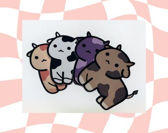 Cute Cow Sticker: 2" Pink, Purple, Brown, White