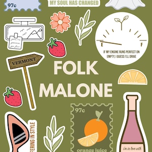 Stick Saison Sticker Bogen / Folklore Malone / Süße Aufkleber / Künstler Sticker