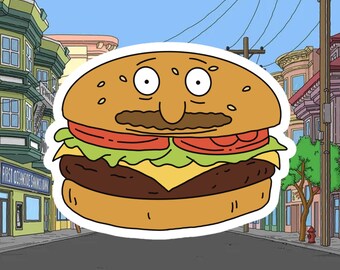 Burger Bob Sticker // Bob's Burgers Sticker // Belchies Bob Belcher Merch // Vinyl Laptop Sticker