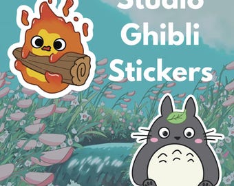 Naklejki Studio Ghibli // Naklejka winylowa Totoro Calcifer // Naklejka na laptopa // Naklejka na butelkę z wodą