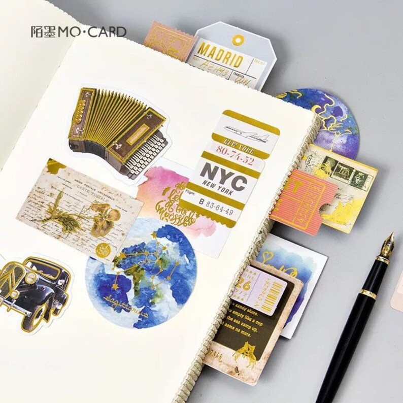 MMK06A007 Retro Goodies Flake Sticker Vintage Goods Gold Foil Sticker 24 pieces