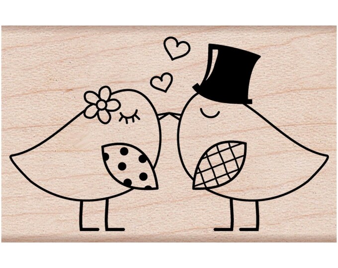 Two Birds Rubber Stamp love Birds Stamp for Wedding Woodblock Craft