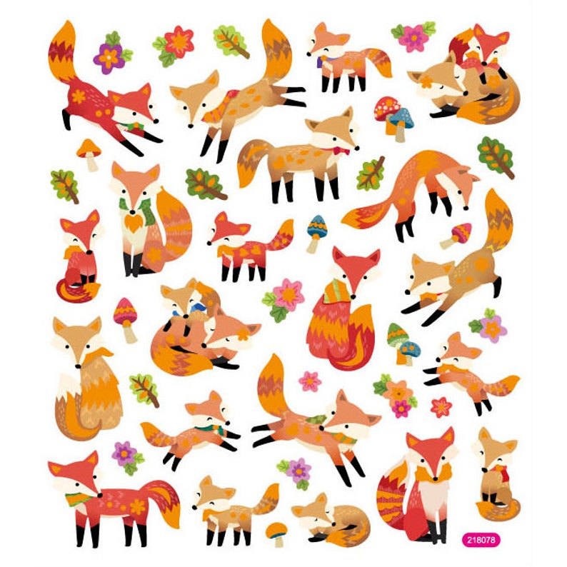 Fox Sticker Foxes Glitter Sticker Woodland Sticker Etsy