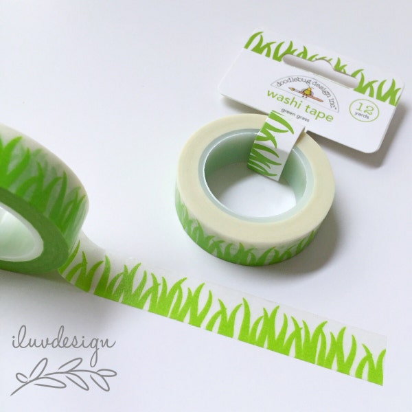 SALE Grass Tape • Green Grass Washi Tape • Doodlebug Sunkissed Decorative Tape • Craft Supply • Card Making • PaperCraft (4551)