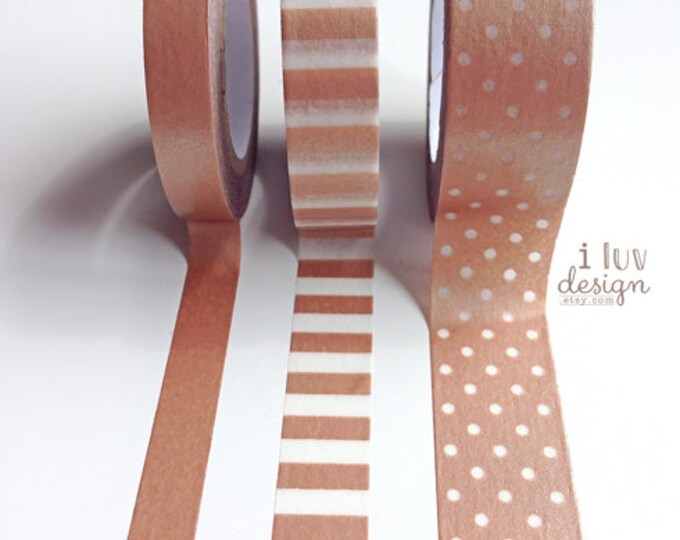 Metallic Washi Tapes 3 Metallic Copper Washi Tapes 78 Feet/pkg