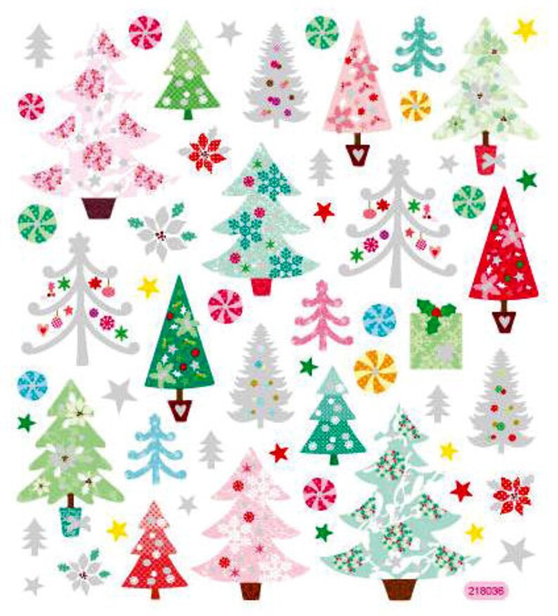 Glitter Christmas Trees Stickers Great for Christmas Etsy