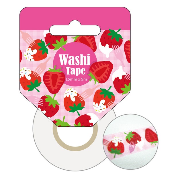 Strawberry Washi tape • Strawberry Decorative Tape • Strawberry Tape • Fruit Washi Tape • Cute Washi Tape (WT015)