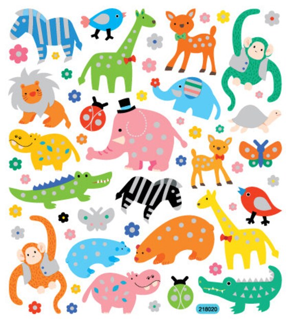 Zoo Stickers Zoobies Stickers Zoo Birthday Zoo Party Etsy