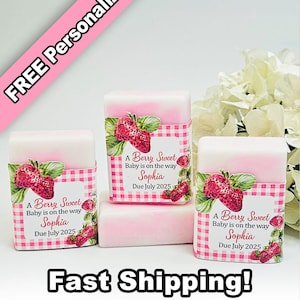 Strawberry Scented Soap Favors: Personalized Berry First Birthday, Baby Shower
