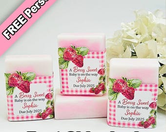 Strawberry Scented Soap Favors: Personalized Berry First Birthday, Baby Shower