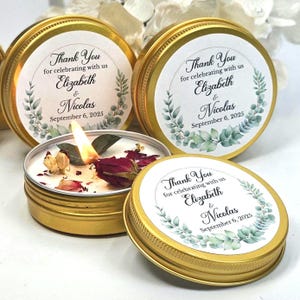 Floral Soy Candle Favors – Personalized Wedding Thank You Gifts, Bridal Shower Guest, Baby Shower.