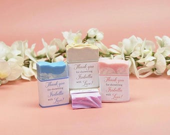 Jabones personalizados para baby shower / Regalos para baby shower de niña o niño / Regalos personalizados para baby shower / Jabones de agradecimiento