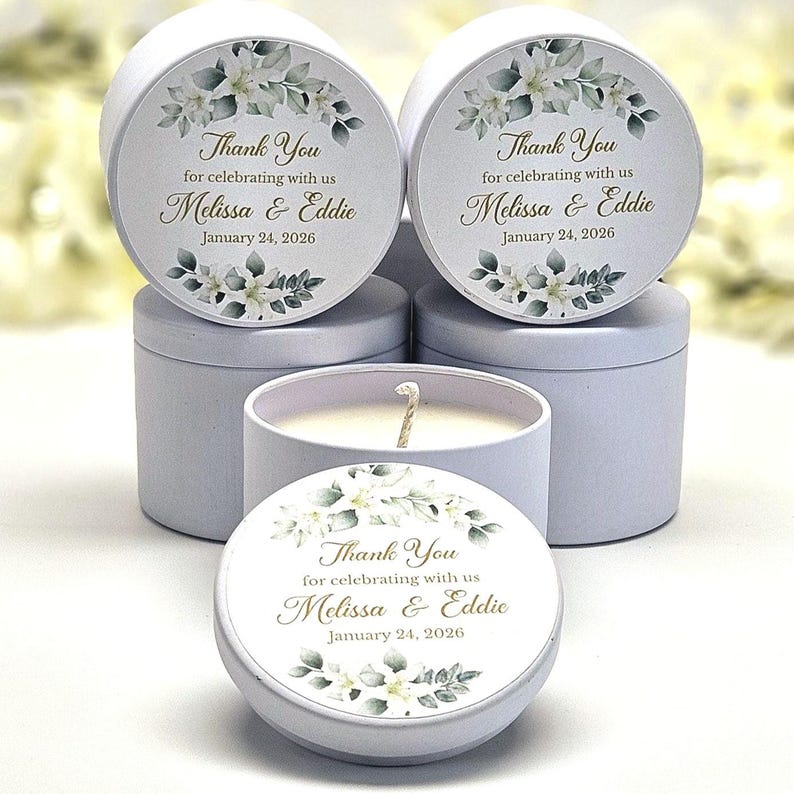Wedding Candle Favors – Personalized Candle Favors, Custom Floral ...