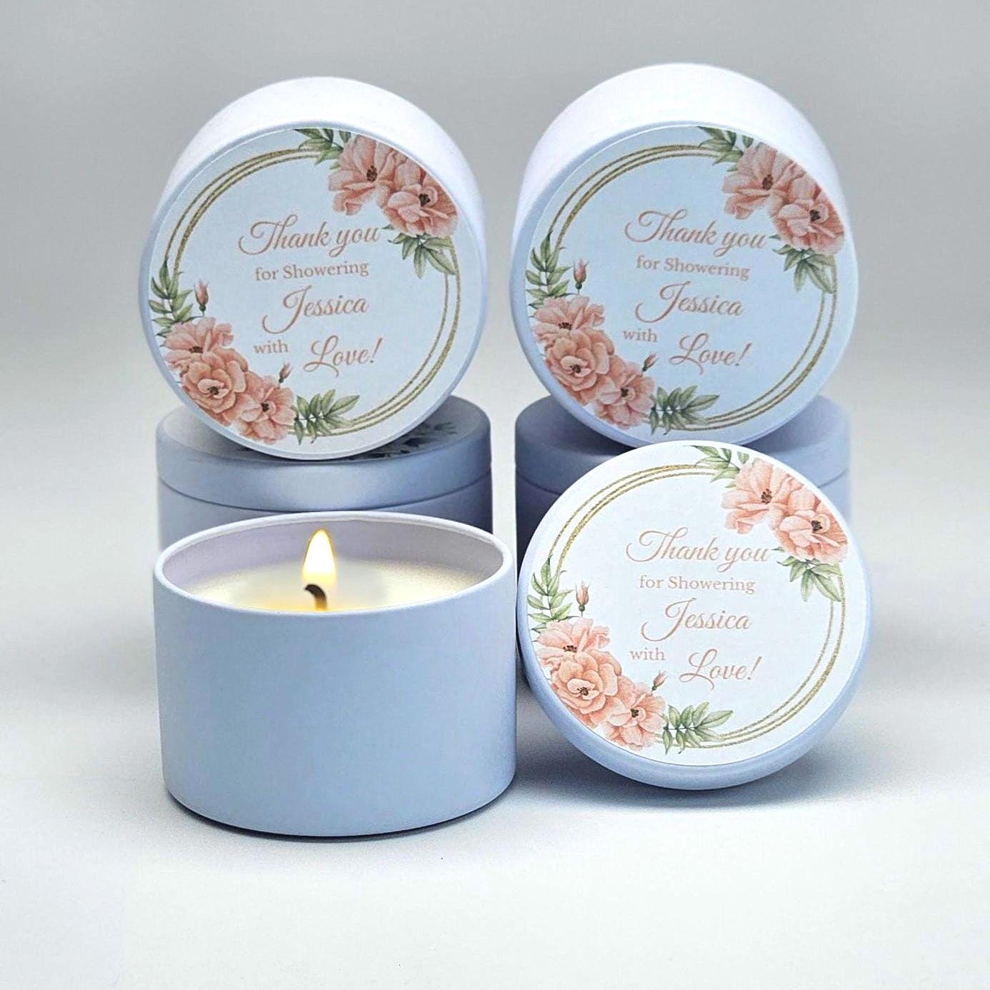Bridal Shower Candle Favors – Custom Mini Candle Tins With Personalized ...