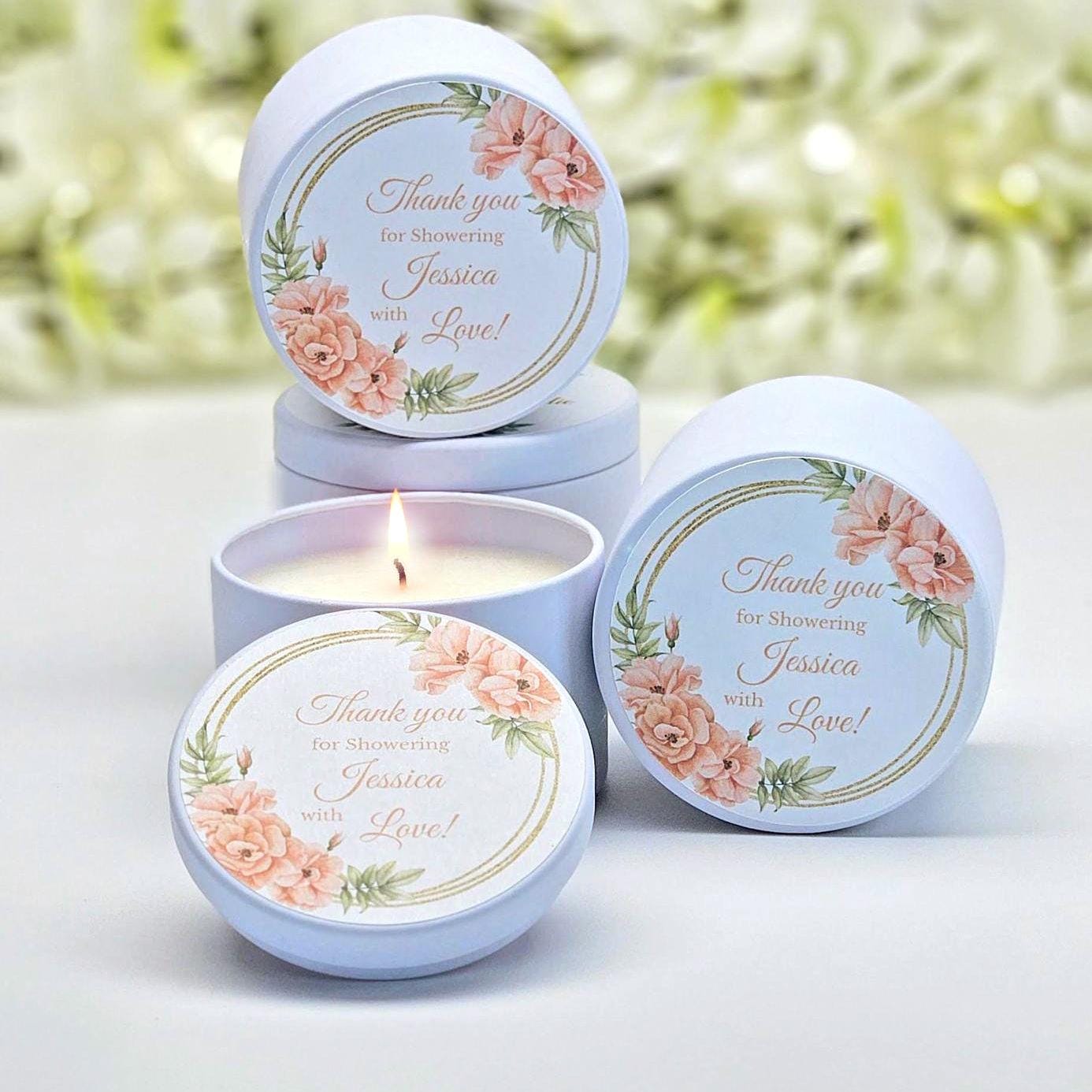 Personalized Candle Favors – Custom Floral Candle Tins, Wedding Guest ...