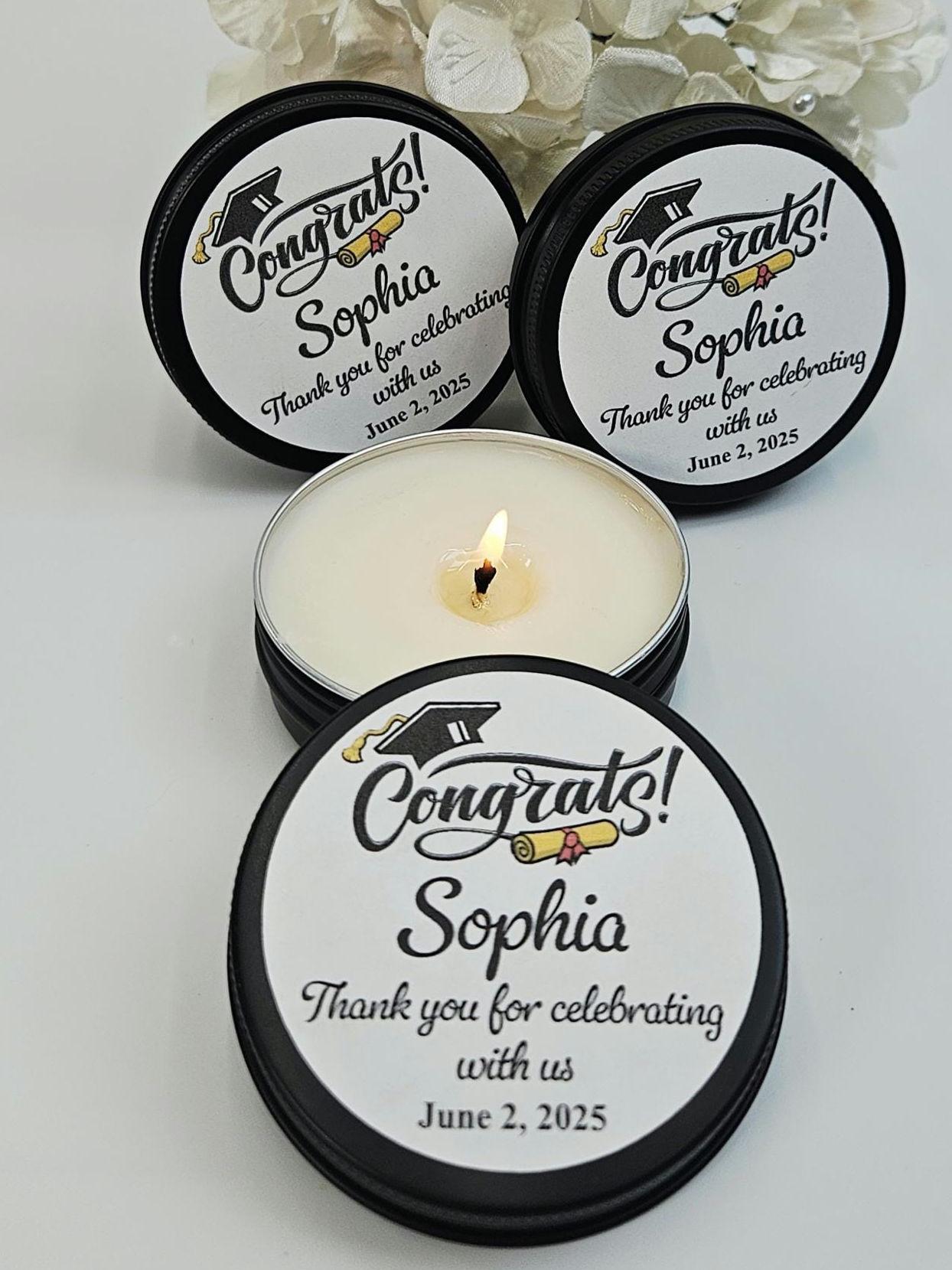 Personalized Graduation Candle Favors – Class of 2026, Custom Soy ...
